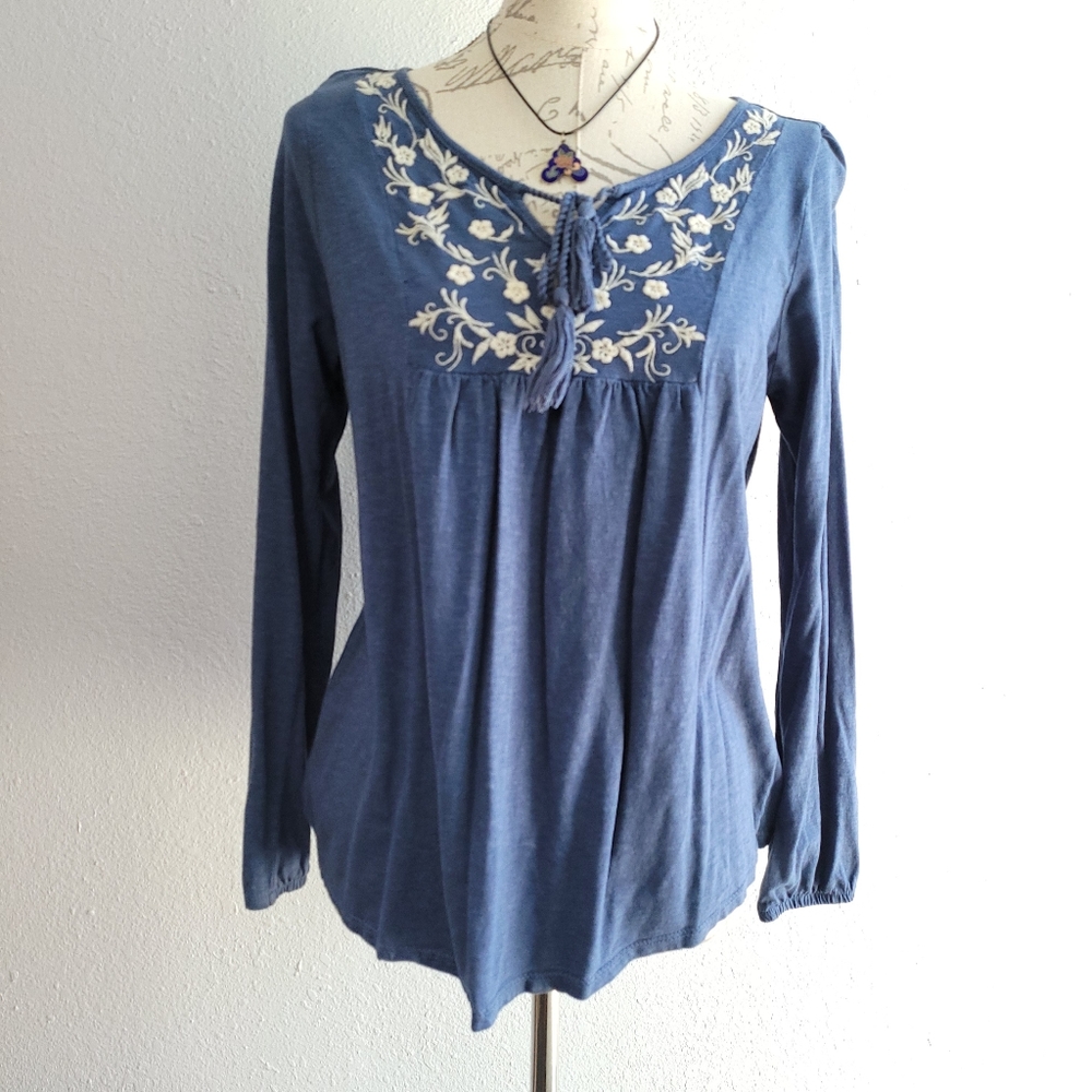 SONOMA  Blue Boho Top